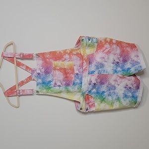 Rainbow oversized short overalls